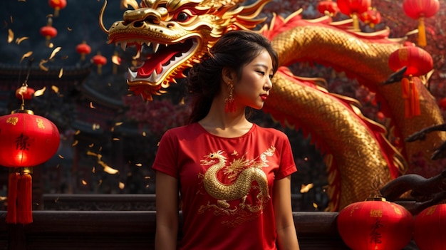 사진 드래곤의 해를 축하하는 중국 신년 배경 2024