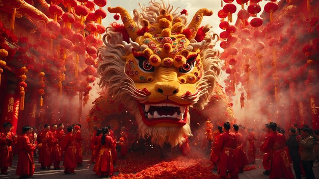 Photo chinese new year background celebrating the year of the dragon 2024 generative ai