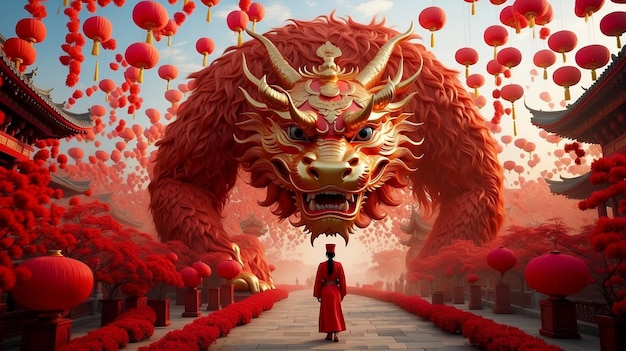 Chinese New Year background celebrating the Year of the Dragon 2024