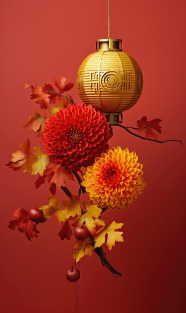 Фото Китайский новый год фон поздравительная карточка с украшением