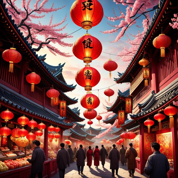 Chinese new year background oriental ornamentsred themed