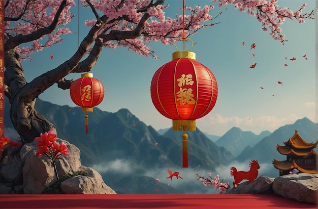 中国の新年背景 伝統的な春の祭り 最高品質のハイパーリアルな壁紙