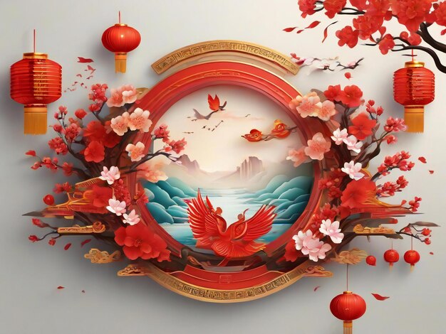 Chinese new year background traditional spring festival best quality hyper realistic wallpaper