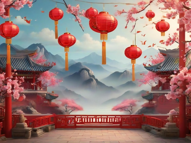 Chinese new year background traditional spring festival best quality hyper realistic wallpaper