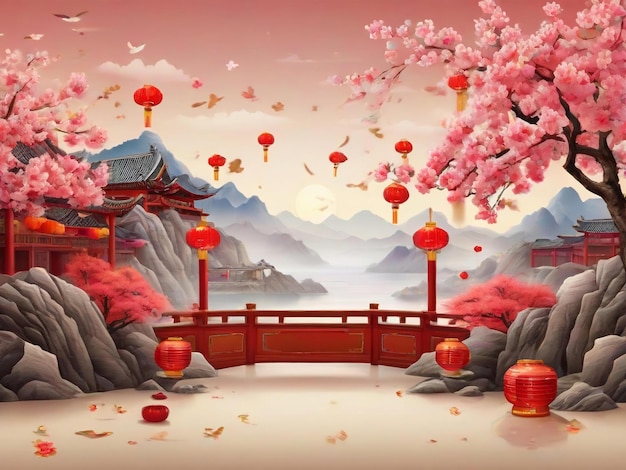 Chinese new year background traditional spring festival best quality hyper realistic wallpaper