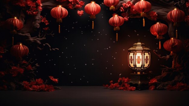 Chinese New Year background with dragon Illustration AI GenerativexA