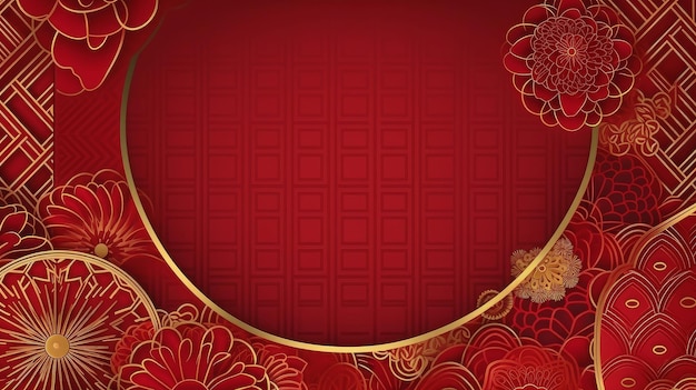 Chinese New Year Background with dragon Illustration Generative AIxD
