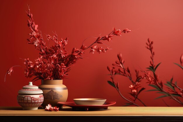 Photo chinese new year banner red background