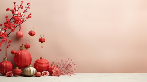 chinese new year banner with copy space