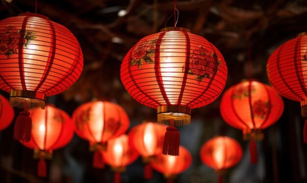 Photo chinese new year celebration red paper lanterns