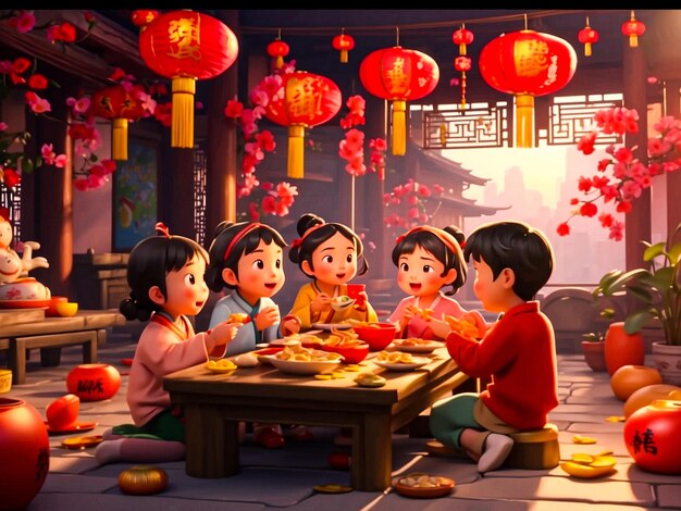 Chinese New Year celebration scene