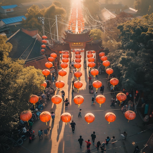 ドローンによる旧正月の祝賀風景