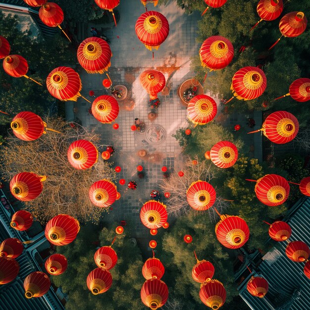 Chinese New Year Celebration view by drone