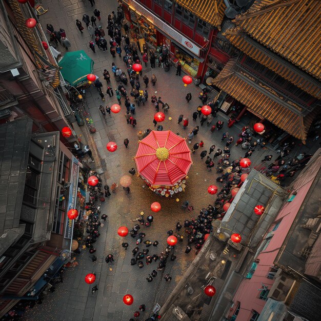 Chinese New Year Celebration view by drone