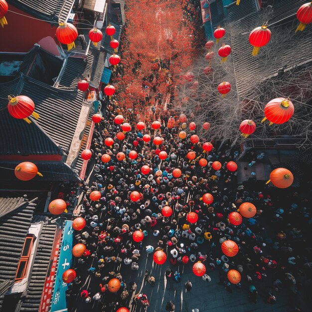 Chinese New Year Celebration view by drone