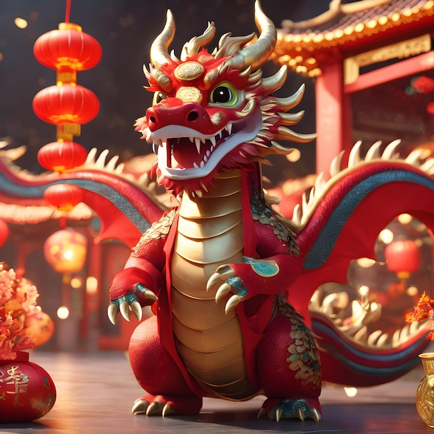 Chinese New Year Celebration With Dragon