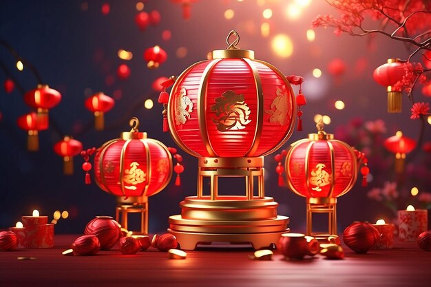 Chinese new year celebration with lamps Ai generator