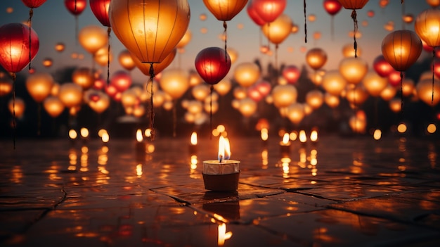 写真 中国の新年祝賀と赤いランタン祭の夜