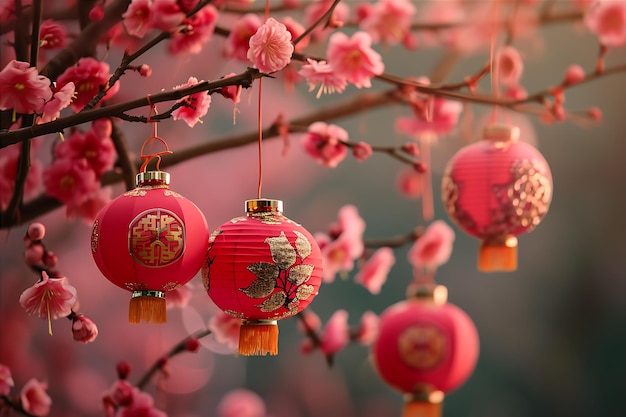 中国の新年祝賀の桜の木の装飾品