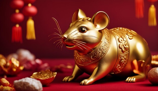 Фото Китайский новый год китайский зодиак животное крыса фон 3d китайский новый год фон обои