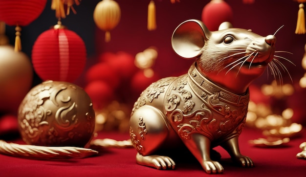 Chinese new year chinese zodiac animal rat background 3d Chinese new year background wallpaper