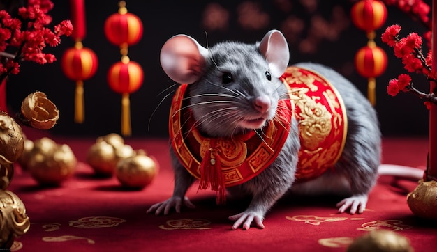 Chinese new year chinese zodiac animal rat background 3d Chinese new year background wallpaper