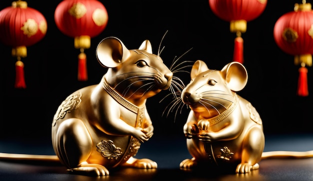 Chinese new year chinese zodiac animal rat background 3d Chinese new year background wallpaper