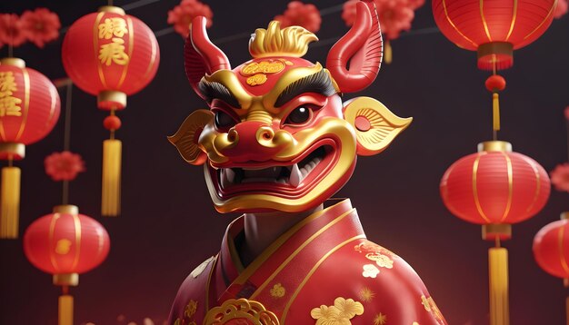 Chinese new year concept with copy space