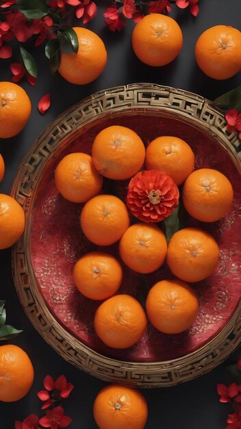 Chinese new year concept with mandarines