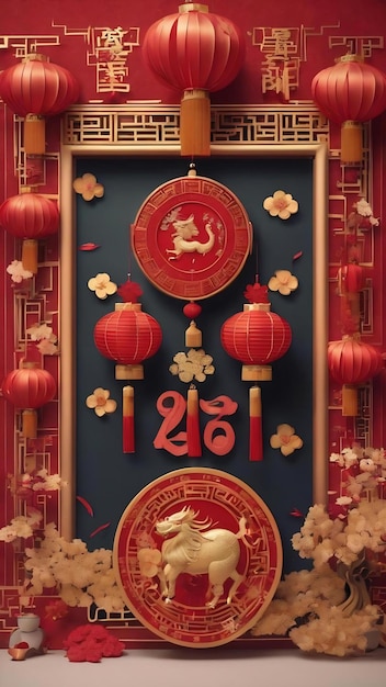 Photo chinese new year concept with paper