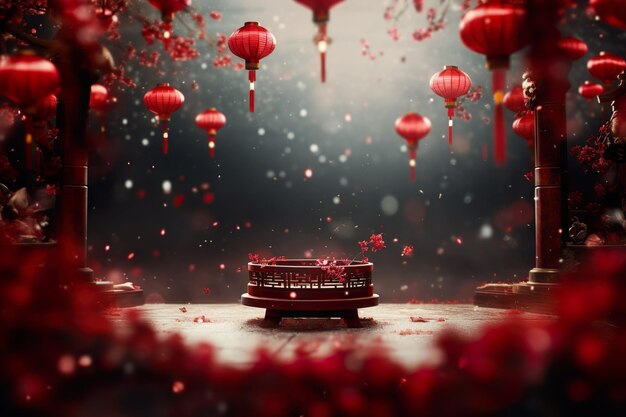 Chinese new year concept with red lanternschinese dragonenvelope