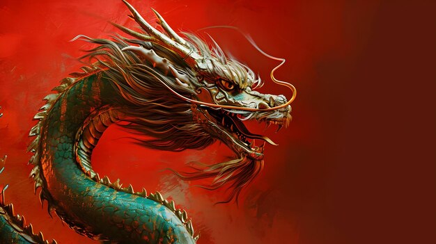Chinese new year copy space banner for your text and design with zodiac dragon background