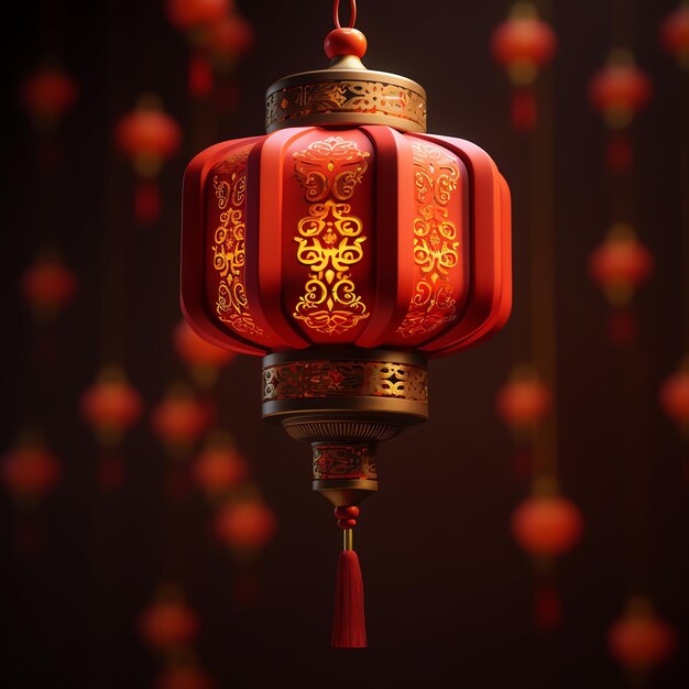 Фото Декорация китайского нового года с традиционными фонарями или цветами сакуры концепция лунного нового года