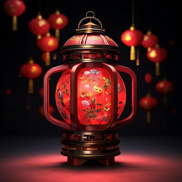 사진 전통적인 랜턴이나 사쿠라 꽃으로 중국 신년 장식 달 신년 개념