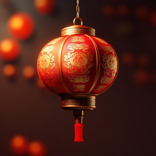 Chinese new year decoration with traditional lanterns or sakura flowers Lunar new year concept