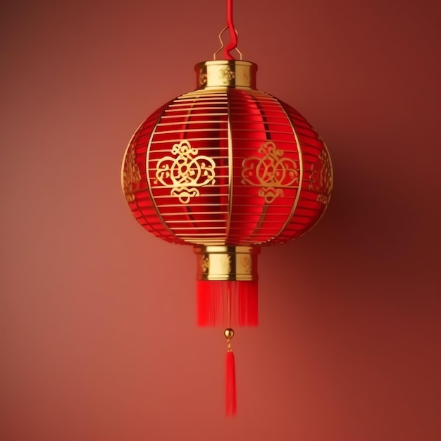 Chinese new year decoration with traditional lanterns or sakura flowers Lunar new year concept