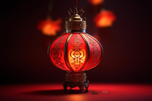 Chinese new year decoration with traditional lanterns or sakura flowers Lunar new year concept