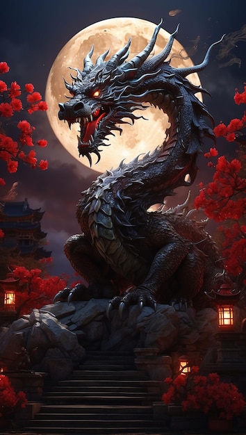中国の新年の装飾 踊るドラゴンと結び目