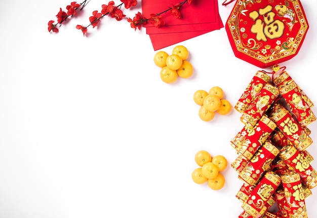 Chinese new year decorations celebration on white background