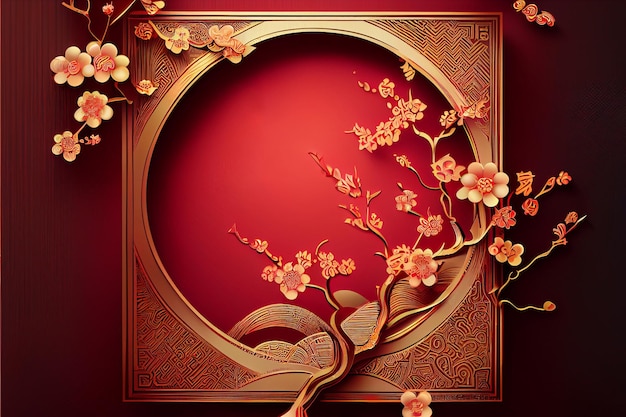 中国の旧正月デザイン春祭りランタン フェスティバル レッド ゴールド