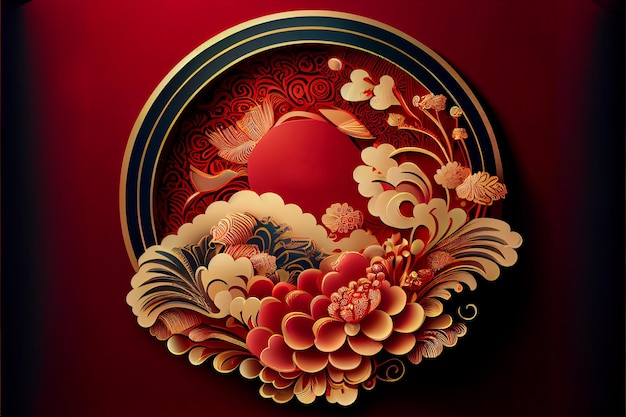 中国の旧正月デザイン春祭りランタン フェスティバル レッド ゴールド