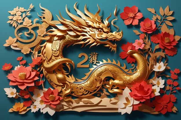 chinese new year design wooden dragon design background year of the wooden dragon 2024 background