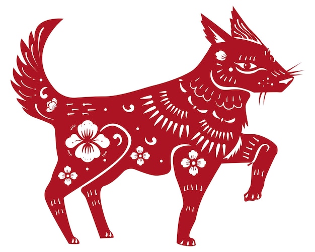 Chinese New Year dog png red animal zodiac sign sticker