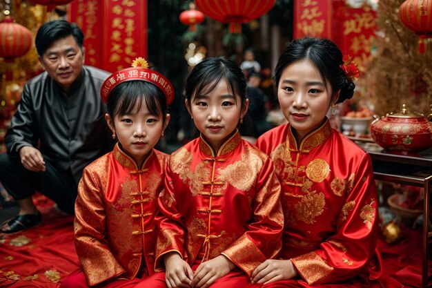 中国の新年家族の祝い