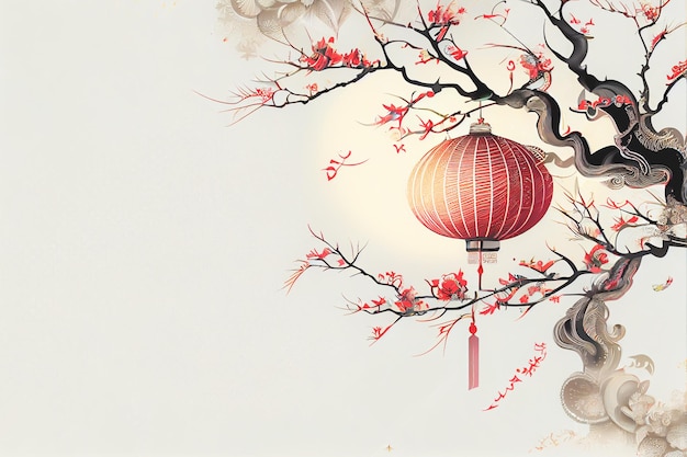 Chinese New Year Festival with white tone color background 3D illustration