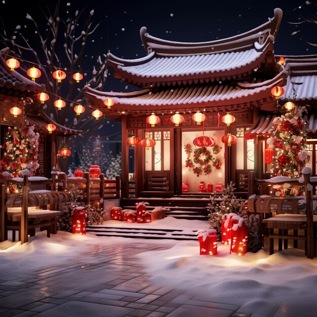 Chinese new year home outdoor decoration image