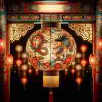 Photo chinese new year lamps background ai generated