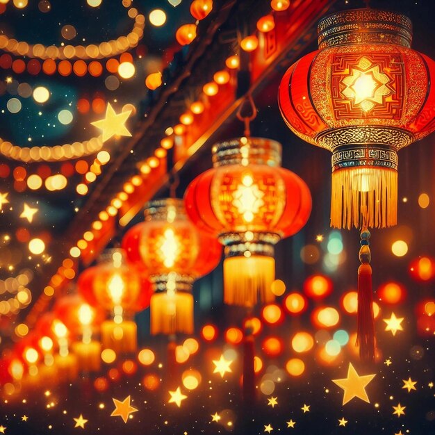 Photo chinese new year lamps background ai generated