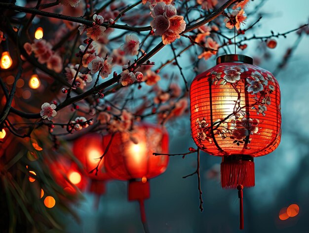 Chinese new year lantern in chinatown area Chinese alphabet Daji dali on Lantern meaning profitable