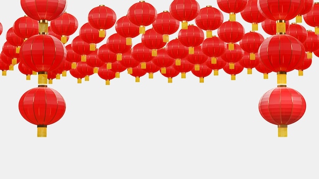 Китайский новогодний фонарь на белом фоне 3D рендеринг